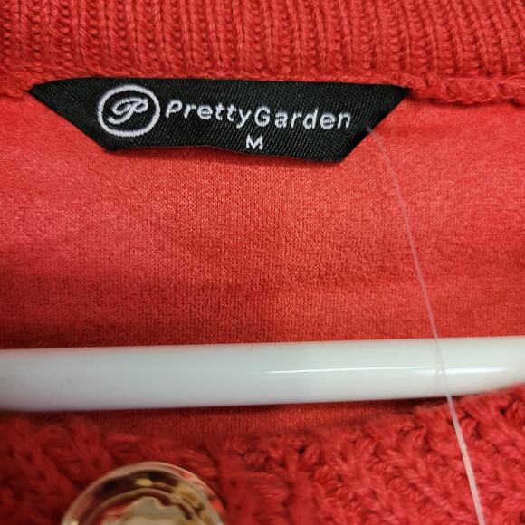 Pretty Garden Fuzzy Cardigan Womens M Red Button Front Faux Fur Shearling New - Picture 6 of 13